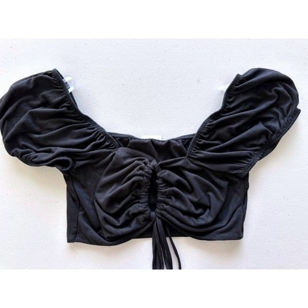Urban Flora Ruched Front Tie Crop Top Goth Milkmaid Dark Romantic Poet Grunge